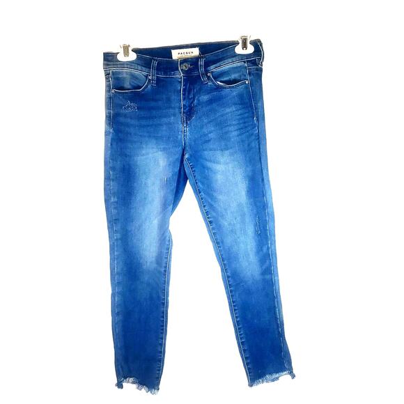 PacSun Mid Rise Skinny Raw Hem Stretch Denim Ankle Jegging Jeans Size 25 - Picture 1 of 5